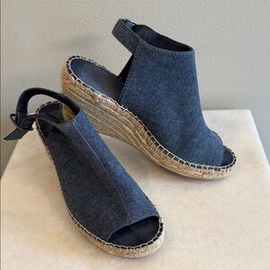 Gap Chambray Open-Toe Espadrille Wedge Sandals
